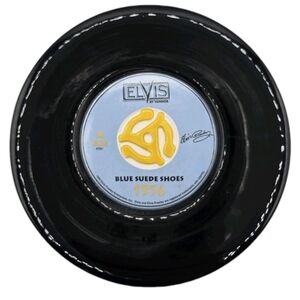 Elvis Blue Suede Shoes Ceramic Plate Black 1956 1999 Vandor Antique Collectable